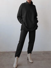 Load image into Gallery viewer, Fashion Casual High Neck Long Sleeve Solid Color Two-piece Suit