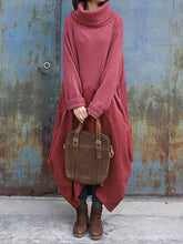 Load image into Gallery viewer, Fashion Solid Color Loose High Collar Dress