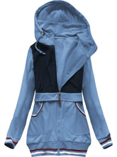 Load image into Gallery viewer, Casual Color Block Drawstring Hooded Sweatshirt