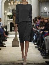 Load image into Gallery viewer, Fashion Casual Solid Color Round Neck Long Sleeve Two-piece Suit