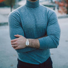 Load image into Gallery viewer, Men'S Solid Color Casual High Neck Slim Knit Sweater