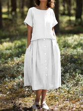 Load image into Gallery viewer, Simple Casual Loose Short Sleeved Top And Skirt Suit