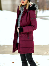 Load image into Gallery viewer, Winter Long Zipper Hooded Warm Jacket with Fur Collar