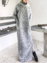 Load image into Gallery viewer, Turtleneck Warm Knit Sweater Maxi Dress with Pockets