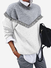 Load image into Gallery viewer, Fashion Simple Color Block Tassel Sweater Top