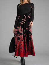 Load image into Gallery viewer, Fashion Casual Leaf Silhouette V-neck Long Sleeve Dress