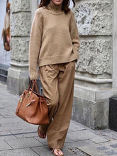 Load image into Gallery viewer, Fashion Casual Loose High Neck Long Sleeve Solid Color Two-piece Suit