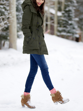 Load image into Gallery viewer, Fashionable Hooded Zipper Button Down Jacket with Belt