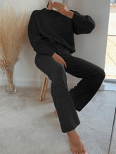 Load image into Gallery viewer, Solid Color Round Neck Casual Knitted Two-piece Suit