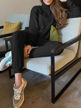 Load image into Gallery viewer, Fashion Turtleneck Casual Solid Color Knit Two-piece Suit