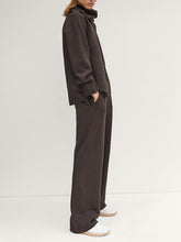 Load image into Gallery viewer, Casual Solid Color High Collar Loose Two-piece Suit