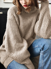 Load image into Gallery viewer, Fashion High-neck Wide-sleeved Chunky Knitted Sweater