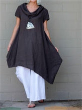 Load image into Gallery viewer, Cotton And Linen Scarf Collar Sleeveless Irregular Hem Women'S Suit