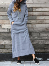 Load image into Gallery viewer, Casual Long-sleeved Maxi Hoodie Dress