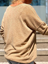 Load image into Gallery viewer, Casual Loose V-neck Solid Color Printing Long-sleeved Top