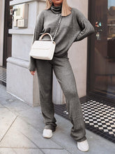 Load image into Gallery viewer, Pure Color High Neck Long Sleeve Knitted Casual Two-piece Suit