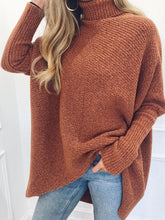 Load image into Gallery viewer, Knitted Turtleneck Sweater Ribbed Jumper