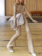 Load image into Gallery viewer, Fashion Solid Color Round Neck Long Sleeve Knitted Casual Two-piece Suit