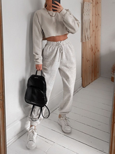 Load image into Gallery viewer, Casual Round Neck High Waist Sports Loose Two-piece Suit
