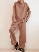Load image into Gallery viewer, Casual Simple Loose Round Neck Long Sleeve Top Pants Set