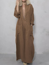 Load image into Gallery viewer, Solid Color V-Neck Pocket Maxi Dress