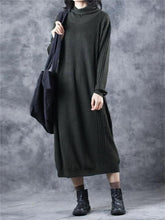 Load image into Gallery viewer, Retro Loose Casual High Neck Women'S Sweater Dress