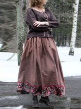 Load image into Gallery viewer, Ethnic Style Retro Printed Long-sleeved Shirt and Skirt Two-piece Suit