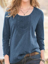 Load image into Gallery viewer, Long Sleeve Velvet Round Neck Vintage Shirt And Top