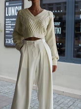 Load image into Gallery viewer, Retro Twist Texture Loose Sweater Two-piece Suit