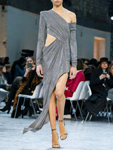 Load image into Gallery viewer, Fashion Sexy Long Sleeve Irregular Midi Dress