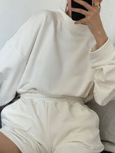 Load image into Gallery viewer, Fashion Casual Long-sleeved Tie-up Solid Color Round Neck Two-piece Suit