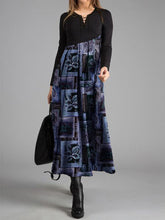 Load image into Gallery viewer, Warm Flower Print Stitching Long Sleeve Casual Dress