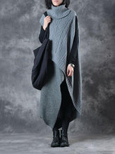 Load image into Gallery viewer, Retro Asymmetric Turtleneck Sweater Dress