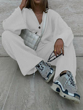 Load image into Gallery viewer, Solid Color V-neck Button Cardigan Knitted Loose Casual Set