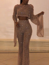 Load image into Gallery viewer, Fashion Sexy Round Neck Long Sleeve Leaky Back Jumpsuit