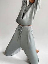 Load image into Gallery viewer, Fashion High Collar Casual Solid Color Long Sleeve Two-piece Suit