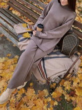 Load image into Gallery viewer, Half High Collar Plain Knited Two-Piece Suit