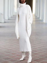 Load image into Gallery viewer, Snug High Neck Solid Color Crochet Dress