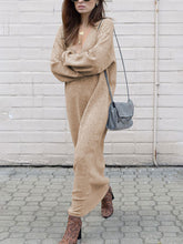 Load image into Gallery viewer, Solid Color V-Neck Knitted Dress