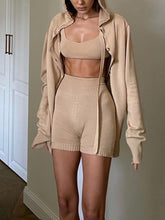 Load image into Gallery viewer, Fashion Casual Hooded Knitted Three-piece Suit