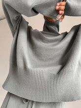 Load image into Gallery viewer, Fashion High Collar Casual Solid Color Long Sleeve Two-piece Suit