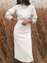 Load image into Gallery viewer, Pure Color Round Neck Long Sleeve Casual Two-piece Suit