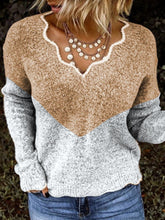 Load image into Gallery viewer, Simple Casual Loose Long-Sleeved Contrast Sweater
