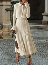 Load image into Gallery viewer, Two-piece Fashion Lapel Knitted Solid Color Dress