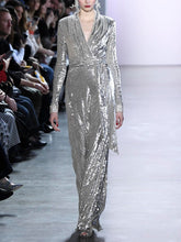 Load image into Gallery viewer, Fashion Long Sleeve V-neck Elegant Evening Dress