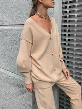 Load image into Gallery viewer, Casual Solid Color Cardigan Knitted Two-piece Suit