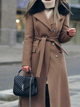 Load image into Gallery viewer, Women's Contrast Color Plush Lapel Casual Coat