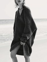 Load image into Gallery viewer, Solid Color V-Neck Knitted Comfortable Sweater Dress