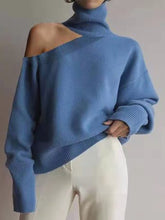 Load image into Gallery viewer, Fashion High-neck Casual Long-sleeved Hollow Sweater
