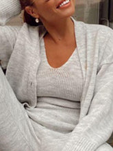 Load image into Gallery viewer, Comfortable Casual Solid Color Knitted Sweater Three-Piece Suit
